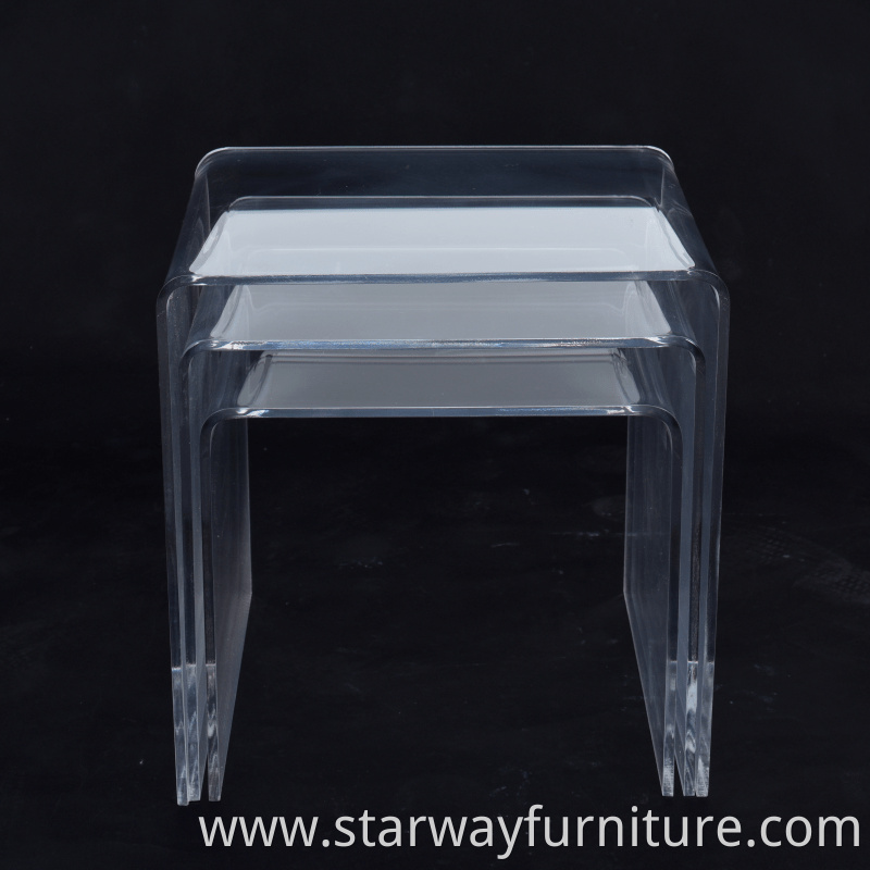 Modern Home Furniture Clear End Table Acrylic Coffee Table with Rounded Edges